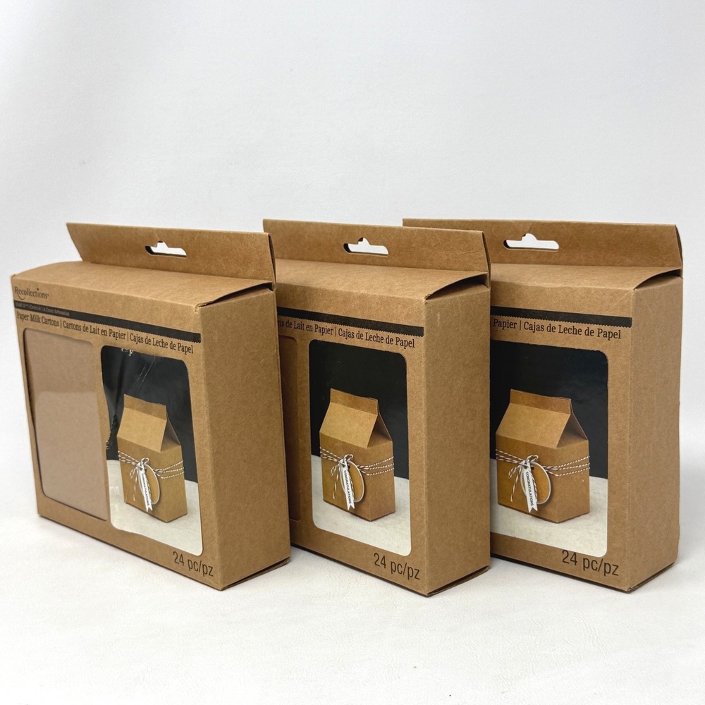 Recollections Paper Milk Carton Gift Boxes Kraft Brown Plain 72 pc 3 Packs 3x3x5